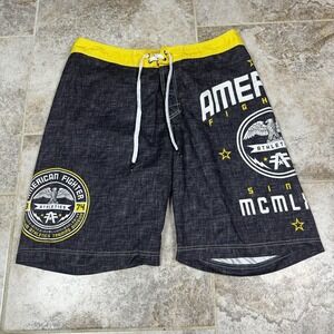 American Fighter Board Shorts Mens Size 36 Dark Gray Lined Drawstring Swim Trunk